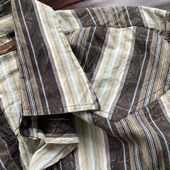 Western Style Pearl Button Up Long Sleeved Striped Shirt by 7 Diamonds - Picture 6 of 9